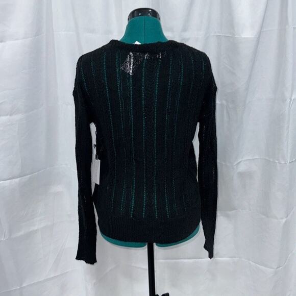 ASTR Black Open Knit Cross Front Sweater | Sz M, NWT - Picture 6 of 7
